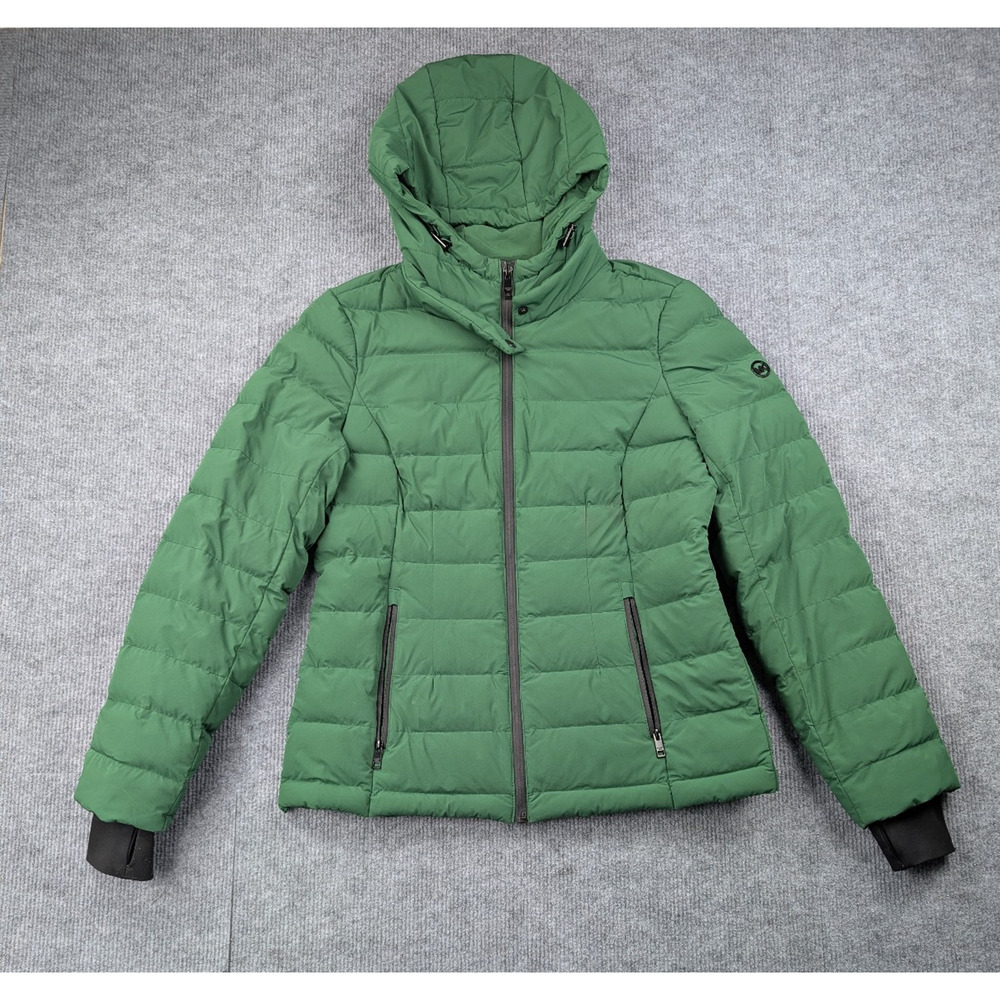 Michael Kors Packable Down Jacket Womens Small Kelly Green Outdoors Hooded Coat